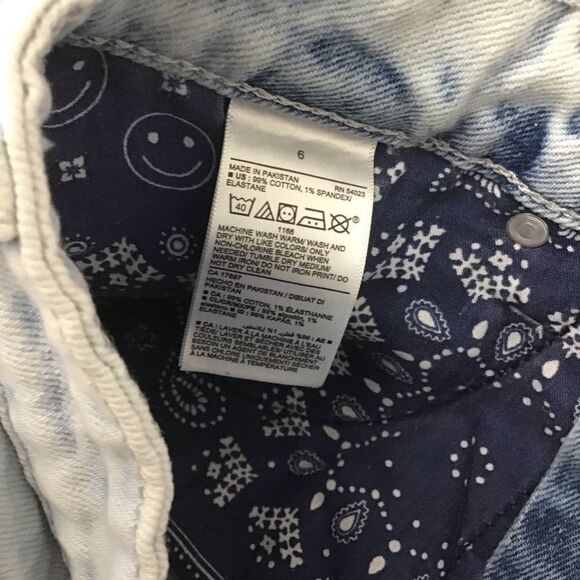 Old Navy OG high rise strech shorts acid wash style blue white cut off jeans 6 - Picture 4 of 11